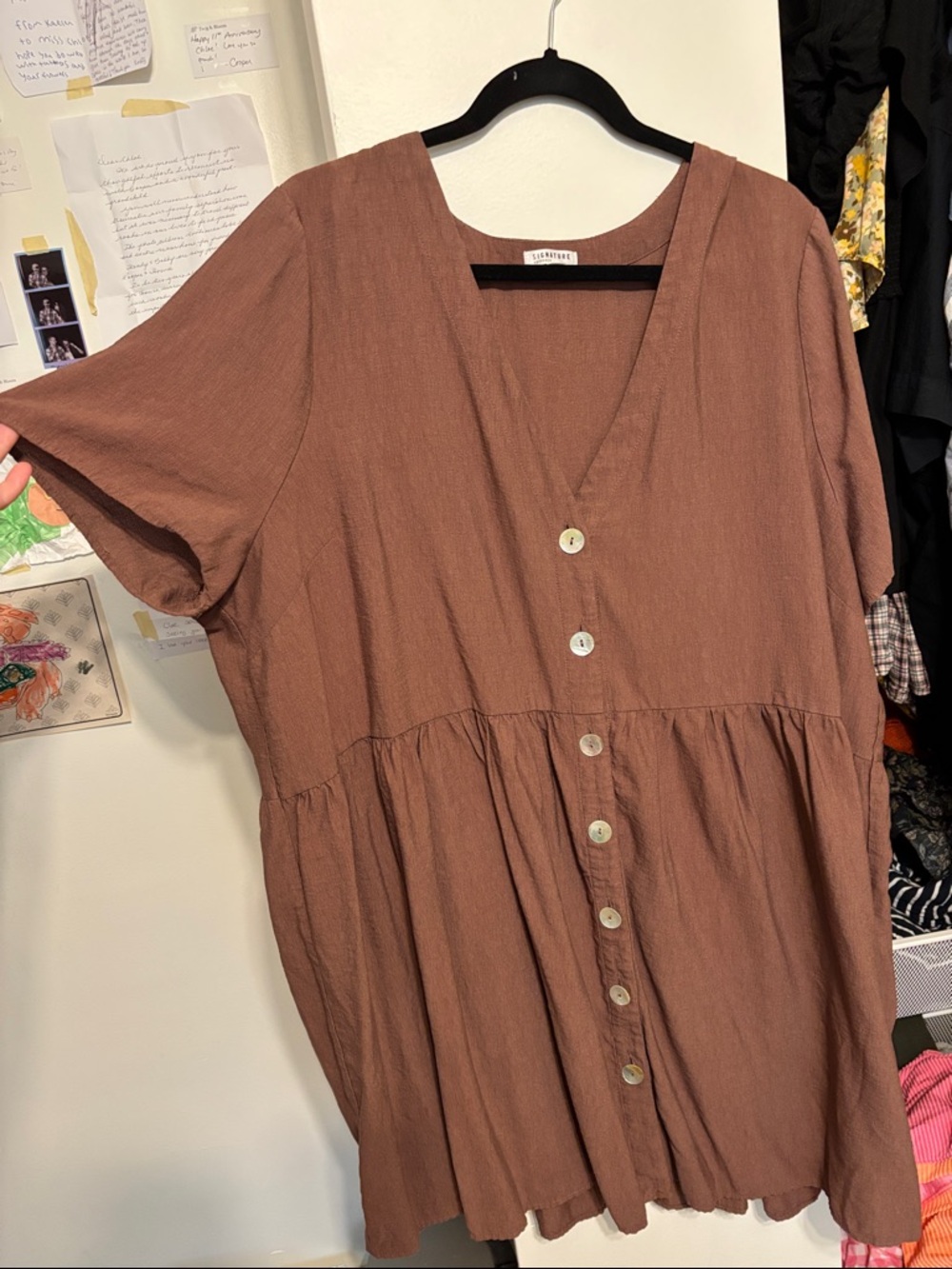 Reitmans Brown/purple Button-Front Midi Dress